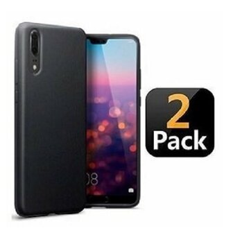 Huawei P20 Hoesje TPU Siliconen Zwart 2 STUKS