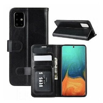 Samsung A71 Hoesje Met Pasjeshouder Bookcase Zwart