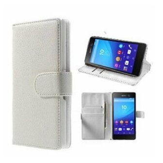 Sony Xperia M5 Hoesje Met Pasjeshouder Bookcase Wit