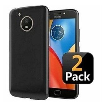 Motorola Moto E4 PLUS Hoesje TPU Siliconen Zwart 2 STUKS