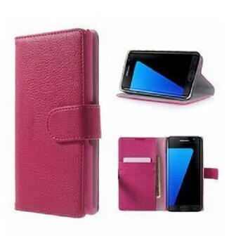 Samsung S7 EDGE Hoesje Met Pasjeshouder Bookcase Roze