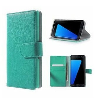 Samsung S7 EDGE Hoesje Met Pasjeshouder Bookcase Turquoise