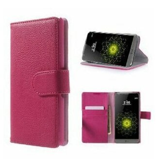 LG G5 Hoesje Met Pasjeshouder Bookcase Roze