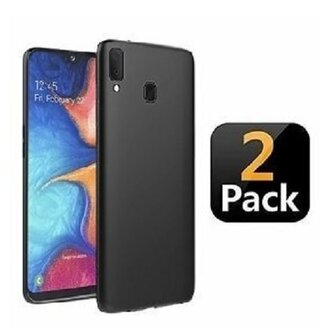 Samsung A20 Hoesje TPU Siliconen Zwart 2 STUKS