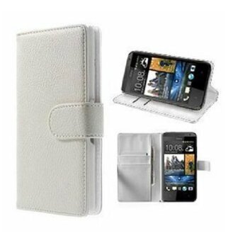 HTC Desire 300 Hoesje Met Pasjeshouder Bookcase Wit