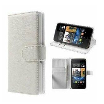 HTC Desire 310 Hoesje Met Pasjeshouder Bookcase Wit