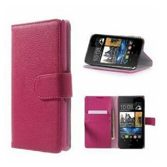 HTC Desire 310 Hoesje Met Pasjeshouder Bookcase Roze