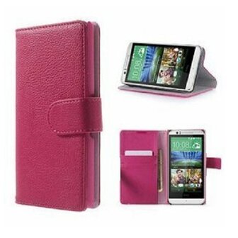 HTC Desire 510 Hoesje Met Pasjeshouder Bookcase Roze