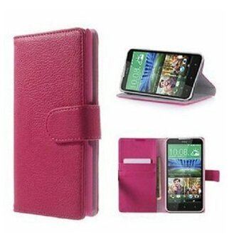 HTC Desire 516 Hoesje Met Pasjeshouder Bookcase Roze