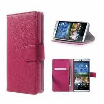 HTC Desire 826 Hoesje Met Pasjeshouder Bookcase Roze