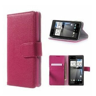 HTC One M4 Hoesje Met Pasjeshouder Bookcase Roze