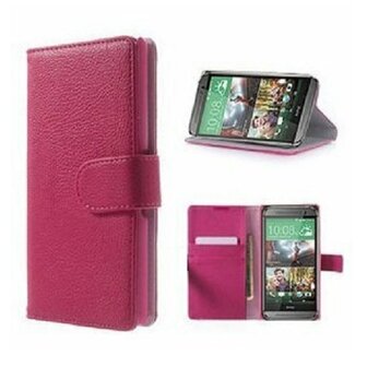 HTC One M8 Hoesje Met Pasjeshouder Bookcase Roze