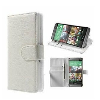 HTC One M8 Hoesje Met Pasjeshouder Bookcase Wit