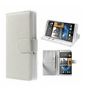 HTC One MAX Hoesje Met Pasjeshouder Bookcase Wit