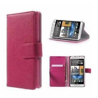 HTC One Mini Hoesje Met Pasjeshouder Bookcase Roze