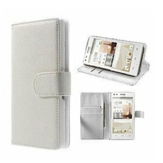 Huawei G6 Hoesje Met Pasjeshouder Bookcase Wit