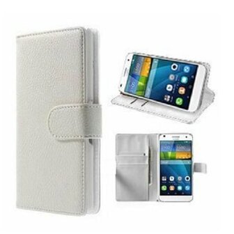 Huawei G7 Hoesje Met Pasjeshouder Bookcase Wit