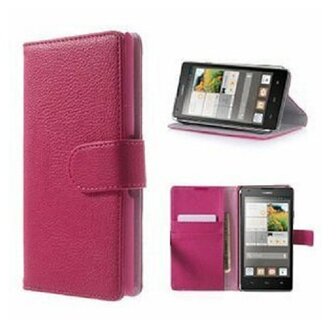 Huawei G700 Hoesje Met Pasjeshouder Bookcase Roze