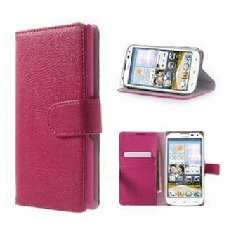 Huawei G730 Hoesje Met Pasjeshouder Bookcase Roze