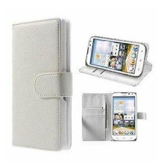 Huawei G730 Hoesje Met Pasjeshouder Bookcase Wit