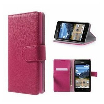 Huawei Y530 Hoesje Met Pasjeshouder Bookcase Roze