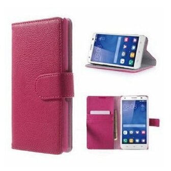Huawei Y550 Hoesje Met Pasjeshouder Bookcase Roze