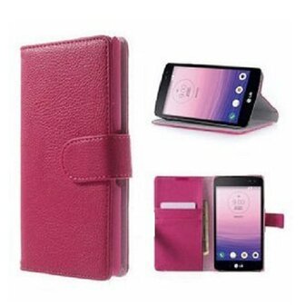 LG Optimus F60 Hoesje Met Pasjeshouder Bookcase Roze