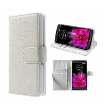 LG Optimus G Flex 2 Hoesje Met Pasjeshouder Bookcase Wit