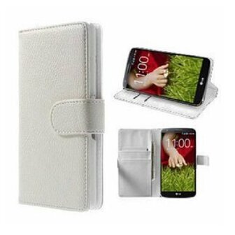 LG G2 Hoesje Met Pasjeshouder Bookcase Wit