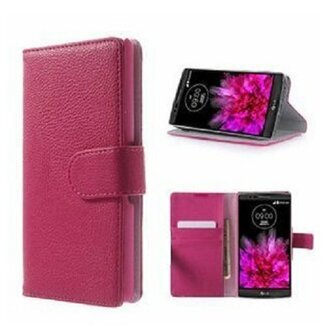 LG Optimus G Flex 2 Hoesje Met Pasjeshouder Bookcase Roze