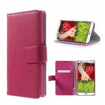 LG G2 Mini Hoesje Met Pasjeshouder Bookcase Roze