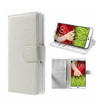 LG G2 Mini Hoesje Met Pasjeshouder Bookcase Wit