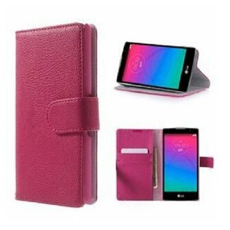 LG Spirit LTE Hoesje Met Pasjeshouder Bookcase Roze