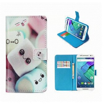 Motorola X Style Hoesje Met Pasjeshouder Bookcase Snoepjes