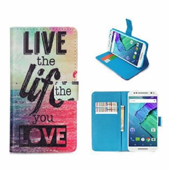 Motorola X Style Hoesje Met Pasjeshouder Bookcase Life