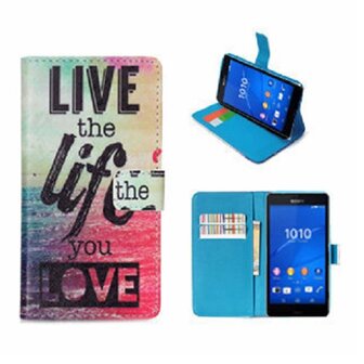 Sony Xperia M4 Aqua Hoesje Met Pasjeshouder Bookcase Life