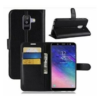 Samsung A6 PLUS Hoesje Met Pasjeshouder Bookcase Zwart