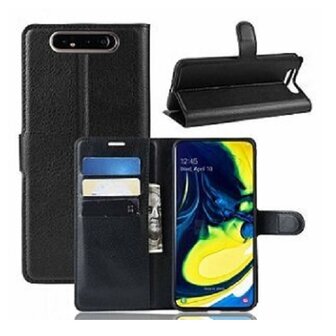 Samsung A80 Hoesje Met Pasjeshouder Bookcase Zwart