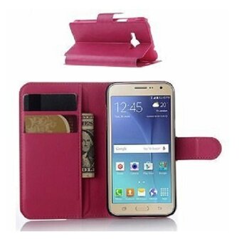 Samsung J2 2016 Hoesje Met Pasjeshouder Bookcase Roze