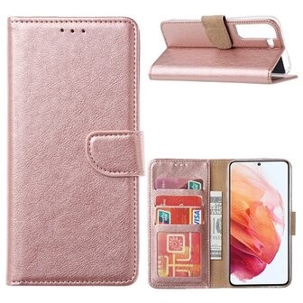 Samsung A22 Plus 5G Hoesje Met Pasjeshouder Bookcase Rose Goud 