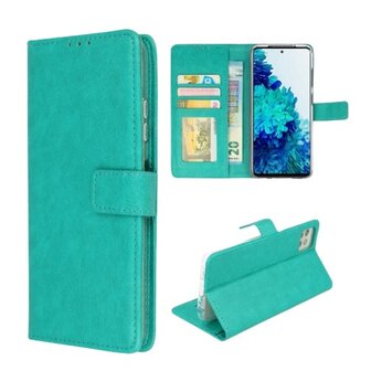 Samsung A22 Plus 5G Hoesje Met Pasjeshouder Bookcase Turquoise