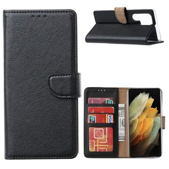 Samsung S22 Ultra Hoesje Met Pasjeshouder Bookcase Zwart