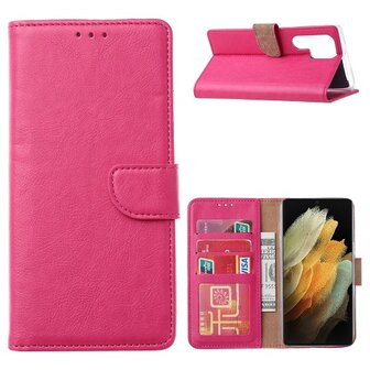 Samsung S22 Ultra Hoesje Met Pasjeshouder Bookcase Roze