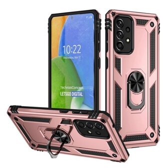 Samsung A73 Hybrid Armor Anti Shock Hoesje Rose Goud 