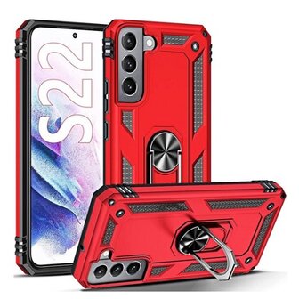 Samsung S22 Hybrid Armor Anti Shock Hoesje Rood