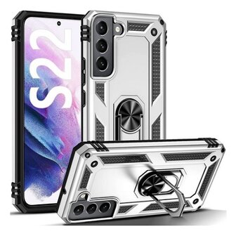 Samsung S22 Hybrid Armor Anti Shock Hoesje Zilver