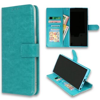 Huawei P Smart 2019 Hoesje Met Pasjeshouder Bookcase Turquoise