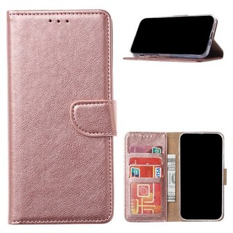 Samsung A8 2018 Hoesje Met Pasjeshouder Bookcase Rose Goud