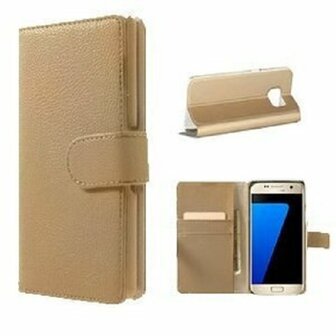 Samsung S7 Hoesje Met Pasjeshouder Bookcase Goud