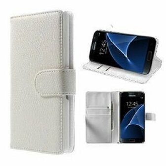 Samsung S7 Hoesje Met Pasjeshouder Bookcase Wit